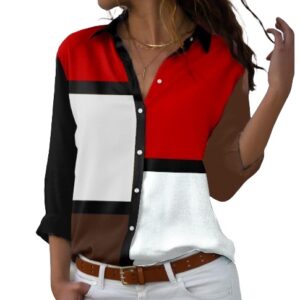 Silk Culuvo Color Block Button Up